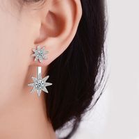 1 Pair Elegant Star Inlay Copper Zircon Ear Studs main image 3