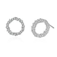 1 Pair Simple Style Circle Plating Hollow Out Inlay Copper Zircon White Gold Plated Ear Studs main image 3