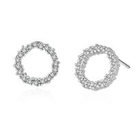 1 Pair Simple Style Circle Plating Hollow Out Inlay Copper Zircon White Gold Plated Ear Studs main image 4