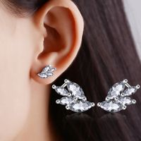 1 Pair Lady Wings Inlay Copper Zircon Ear Studs sku image 1