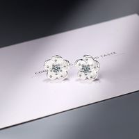 1 Pair IG Style Sweet Flower Inlay Copper Zircon Ear Studs main image 3