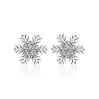 1 Pair Ig Style Sweet Snowflake Plating Inlay Copper Zircon White Gold Plated Ear Studs main image 1
