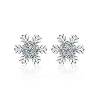 1 Paire Style Ig Sucré Flocon De Neige Placage Incruster Le Cuivre Zircon Or Blanc Plaqué Boucles D'oreilles main image 1