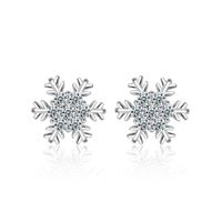 1 Pair Ig Style Sweet Snowflake Plating Inlay Copper Zircon White Gold Plated Ear Studs main image 3