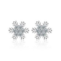 1 Paire Style Ig Sucré Flocon De Neige Placage Incruster Le Cuivre Zircon Or Blanc Plaqué Boucles D'oreilles main image 3