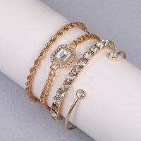 Style Simple Brillant Couleur Unie Rectangle Alliage Incruster Strass Femmes Bracelets Bracelet main image 6