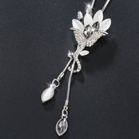 Ig Style Shiny Flower Alloy Copper Plating Inlay Glass Sweater Chain Long Necklace main image 4