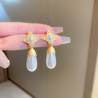 Real Gold Electroplating Mermaid Pearl Earrings Korean Long Ear Buckle Earrings sku image 43