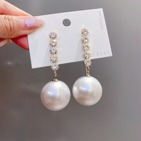 Real Gold Electroplating Mermaid Pearl Earrings Korean Long Ear Buckle Earrings sku image 12