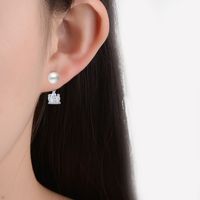 1 Pair Lady Crown Plating Inlay Copper Artificial Pearls Zircon Ear Studs main image 3