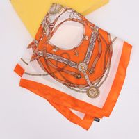 Women's Streetwear Chains Print Satin Printing Silk Scarf main image 5