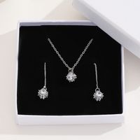Simple Style Circle Copper Silver Plated Artificial Pearls Zircon Jewelry Set In Bulk main image 1