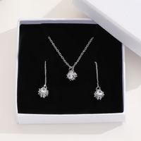 Simple Style Circle Copper Silver Plated Artificial Pearls Zircon Jewelry Set In Bulk sku image 1