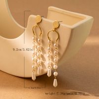 1 Pair Casual Simple Style Star Tassel Pearl Plating Alloy Drop Earrings main image 3