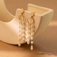 1 Pair Casual Simple Style Star Tassel Pearl Plating Alloy Drop Earrings main image 7