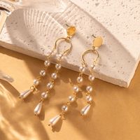 1 Pair Casual Simple Style Star Tassel Pearl Plating Alloy Drop Earrings main image 9