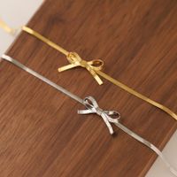 Vintage Style Simple Style Solid Color Bow Knot Stainless Steel Plating 18k Gold Plated Necklace main image 10