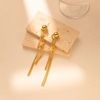 1 Pair Casual Simple Style Star Tassel Pearl Plating Alloy Drop Earrings main image 10