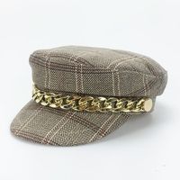 Women's Retro Sweet Plaid Curved Eaves Beret Hat main image 5