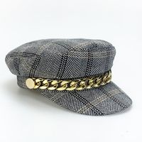 Women's Retro Sweet Plaid Curved Eaves Beret Hat main image 4