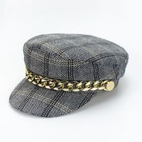 Women's Retro Sweet Plaid Curved Eaves Beret Hat main image 6