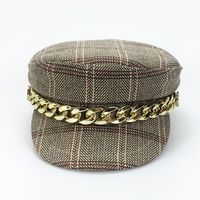 Women's Retro Sweet Plaid Curved Eaves Beret Hat main image 3