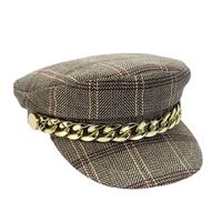 Women's Retro Sweet Plaid Curved Eaves Beret Hat main image 2