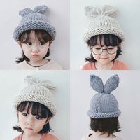 Children Unisex Cute Simple Style Bunny Ears Wool Cap main image 1