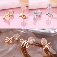 1 Pair Casual Elegant Classic Style Letter Plating Copper 14k Gold Plated Ear Studs main image 1