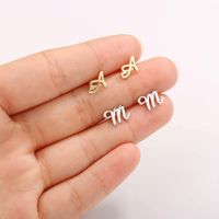 1 Pair Casual Elegant Classic Style Letter Plating Copper 14k Gold Plated Ear Studs main image 3
