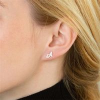 1 Pair Casual Elegant Classic Style Letter Plating Copper 14k Gold Plated Ear Studs main image 8