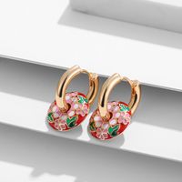 1 Pair Vintage Style Water Droplets Flower Plating Stainless Steel Hoop Earrings sku image 1