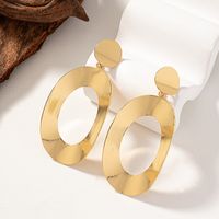 1 Pair Elegant Simple Style Circle Solid Color Plating Hollow Out Ferroalloy 14k Gold Plated Drop Earrings main image 4