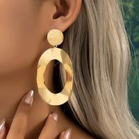 1 Pair Elegant Simple Style Circle Solid Color Plating Hollow Out Ferroalloy 14k Gold Plated Drop Earrings main image 7