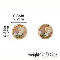 1 Pair Elegant Classical Vintage Style Flower Plating Hollow Out Inlay Freshwater Pearl Copper Pearl 18k Gold Plated Ear Studs main image 2