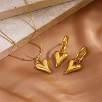Titanium Steel 18K Gold Plated Classic Style Inlay Heart Shape Zircon Jewelry Set sku image 5