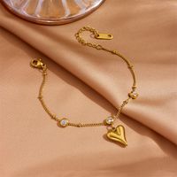 Titanium Steel 18K Gold Plated Classic Style Inlay Heart Shape Zircon Jewelry Set main image 4