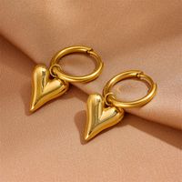 Titanium Steel 18K Gold Plated Classic Style Inlay Heart Shape Zircon Jewelry Set sku image 2