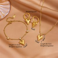 Titanium Steel 18K Gold Plated Classic Style Inlay Heart Shape Zircon Jewelry Set main image 2