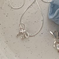 Simple Style Bow Knot Sterling Silver Plating Pendant Necklace sku image 1