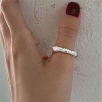 Style Simple Couleur Unie Argent Sterling Anneau Ouvert main image 3