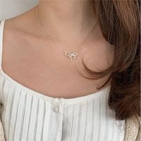 Simple Style Bow Knot Sterling Silver Plating Pendant Necklace main image 2