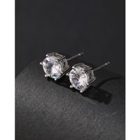 1 Pair Simple Style Geometric Solid Color Plating Inlay Sterling Silver Zircon Ear Studs main image 5