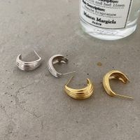 1 Pair Simple Style C Shape Plating Sterling Silver Ear Studs main image 1