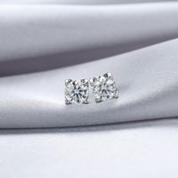1 Pair Simple Style Geometric Square Gra Plating Inlay Sterling Silver Moissanite Ear Studs main image 1