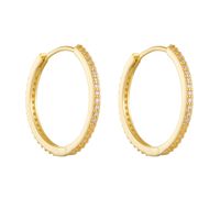 1 Pair Vintage Style Geometric Solid Color Plating Inlay Sterling Silver Zircon Hoop Earrings sku image 1