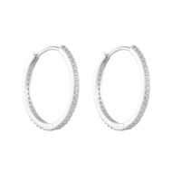 1 Pair Vintage Style Geometric Solid Color Plating Inlay Sterling Silver Zircon Hoop Earrings sku image 2