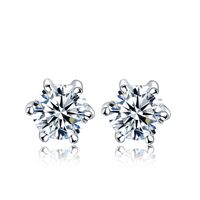 1 Pair Simple Style Geometric Solid Color Plating Inlay Sterling Silver Zircon Ear Studs main image 4