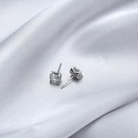 1 Pair Simple Style Geometric Square Gra Plating Inlay Sterling Silver Moissanite Ear Studs main image 4