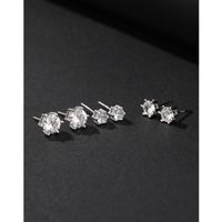 1 Pair Simple Style Geometric Solid Color Plating Inlay Sterling Silver Zircon Ear Studs main image 2